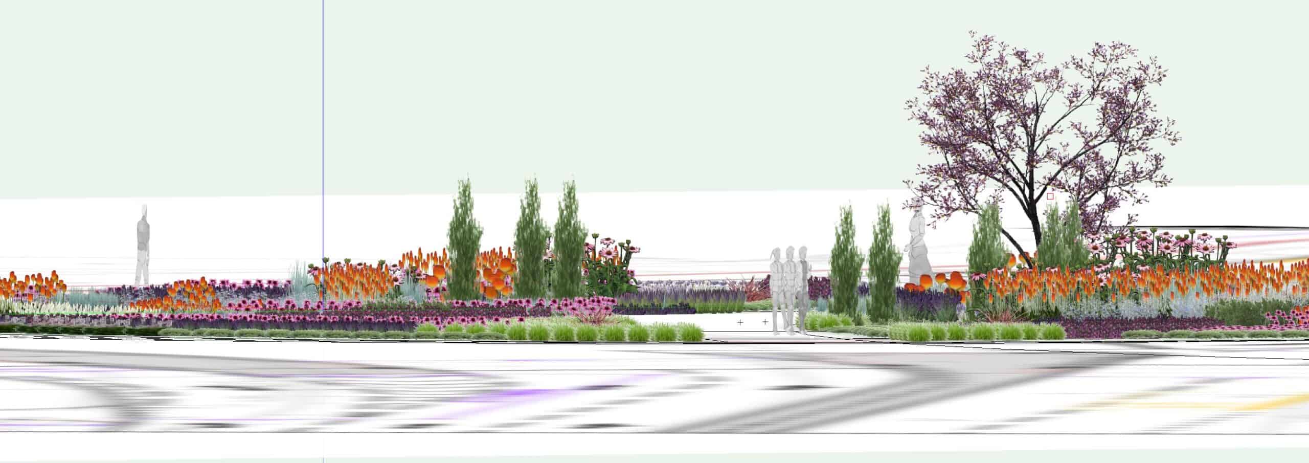 render of Bedfordshire landscape design for roundabout