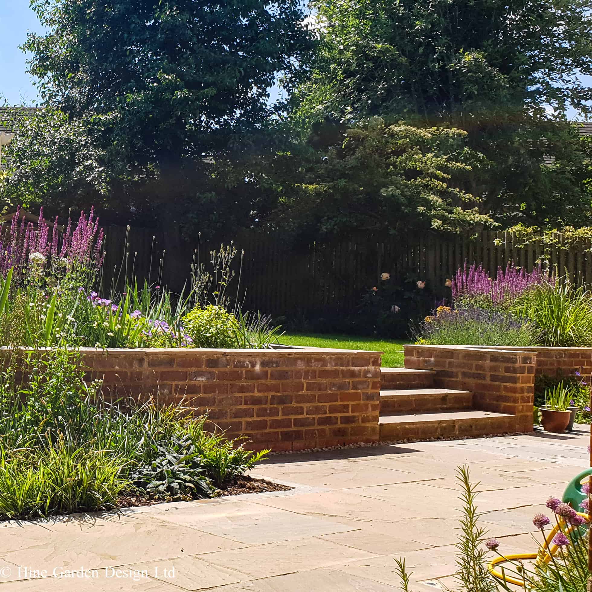 steps flanked by planting in Buckinghamshire garden