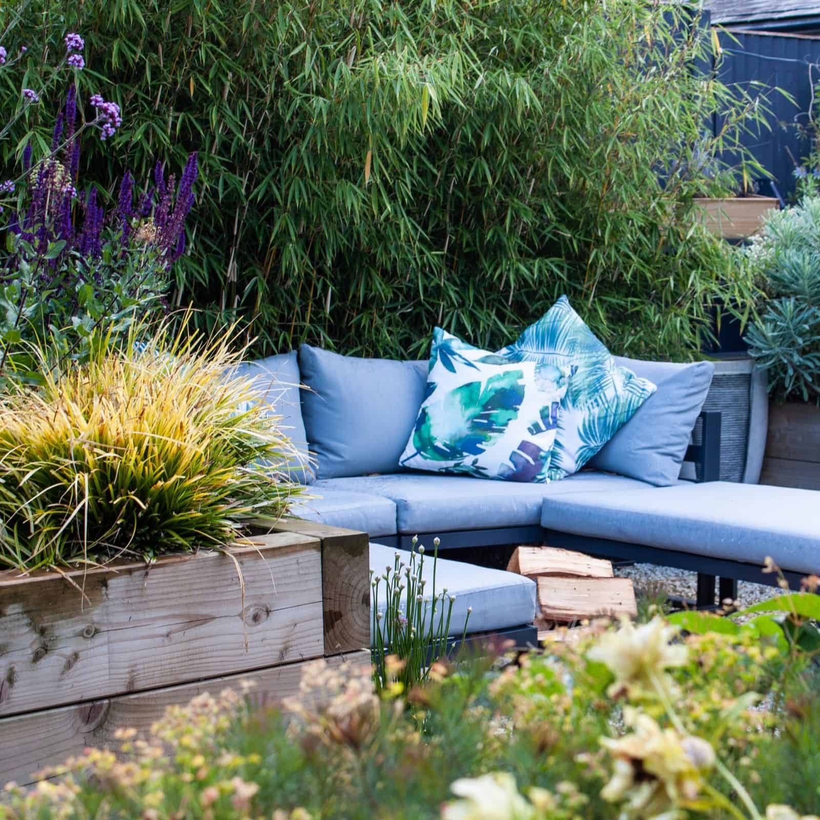 view through an garden seating area