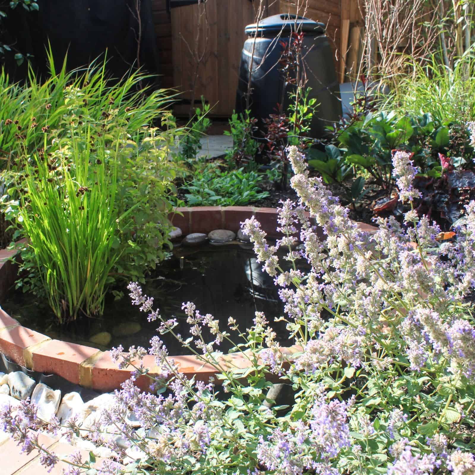 English country garden design brick walls and seating 